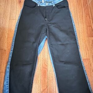 Junya Watanabe Black Front with Blue Denim Side-Panel Straight Leg Pants Vintage